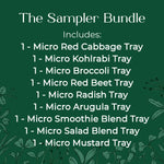 micro green seed and soil sampler - red cabbage, kohlrabi, broccoli, red beet, radish, arugula, mustard