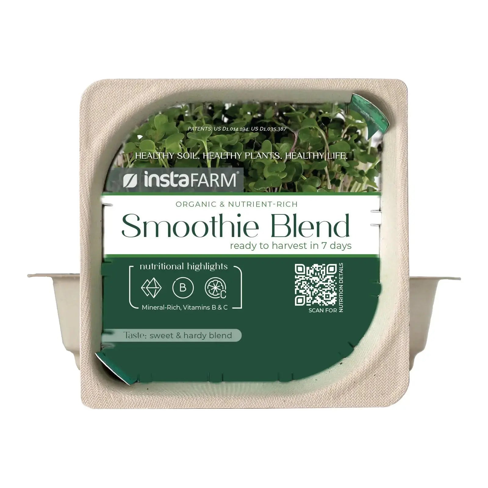 Organic Smoothie Microgreen Blend seeds with soil lid